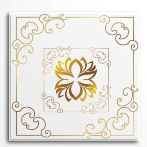 Minimalist Gold Lotus Ceiling Panel – Elegant Scrollwork Accent Decor