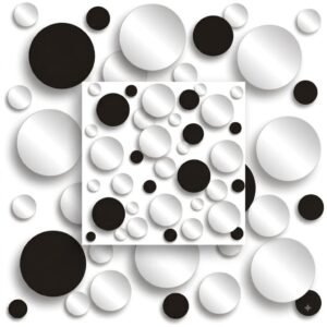 Modern 3D Geometric Bubbles Ceiling Panel – Black & White Polka Dot Wall Decor