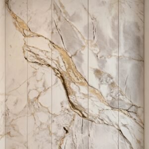 Luxury Ivory Marble Wall Panels with Gold & Grey Veining