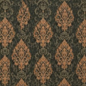  Charcoal & Copper Damask 10-Inch PVC Wall Panel