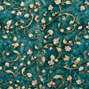 Teal Emerald Floral Gold Vine 10-Inch PVC Wall Panel
